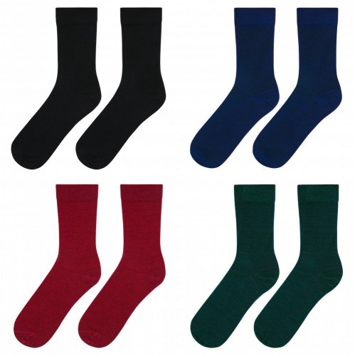 Sada merino ponožek v barvách černá, červená, tmavě-modrá a tmavě-zelená