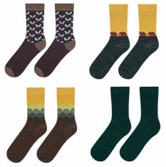 Funmerino: sada merino ponožek pro každodenní nošení v zelené, žluté a hnědé barvách