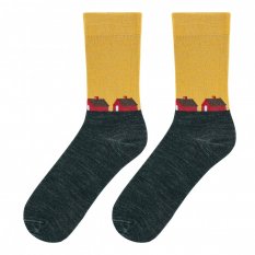 Funmerino: kvalitní merino ponožky Koselig, zeleno-žluté