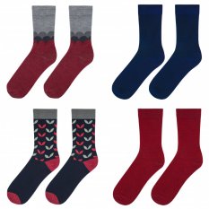 Sada merino ponožek pro každodenní nošení, vzorované i jednobarevné, červená a modrá barva