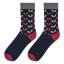 Funmerino: kvalitní merino ponožky. Vzor lístečky, modré, červené